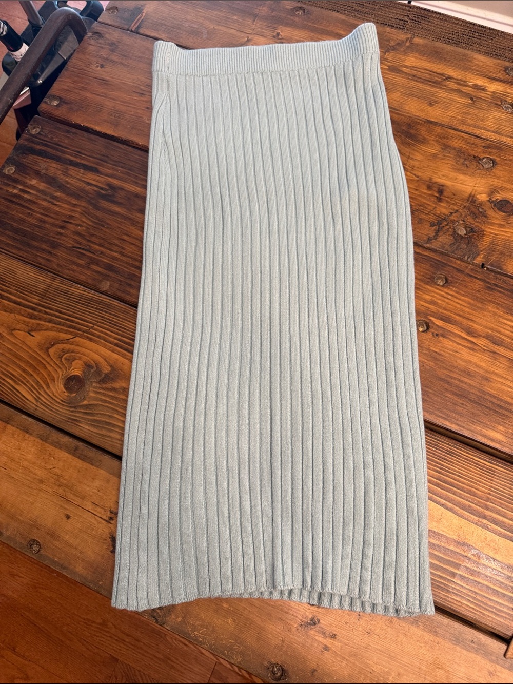 525 America Ribbed Pencil Skirt in Pale Blue